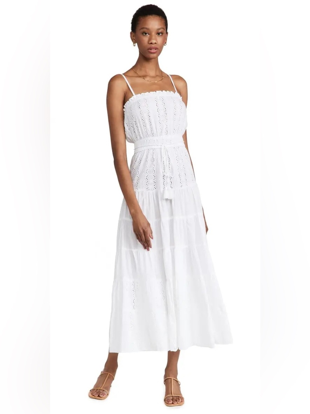 Playa Lucila White Eyelet Maxi Dress. Size small.